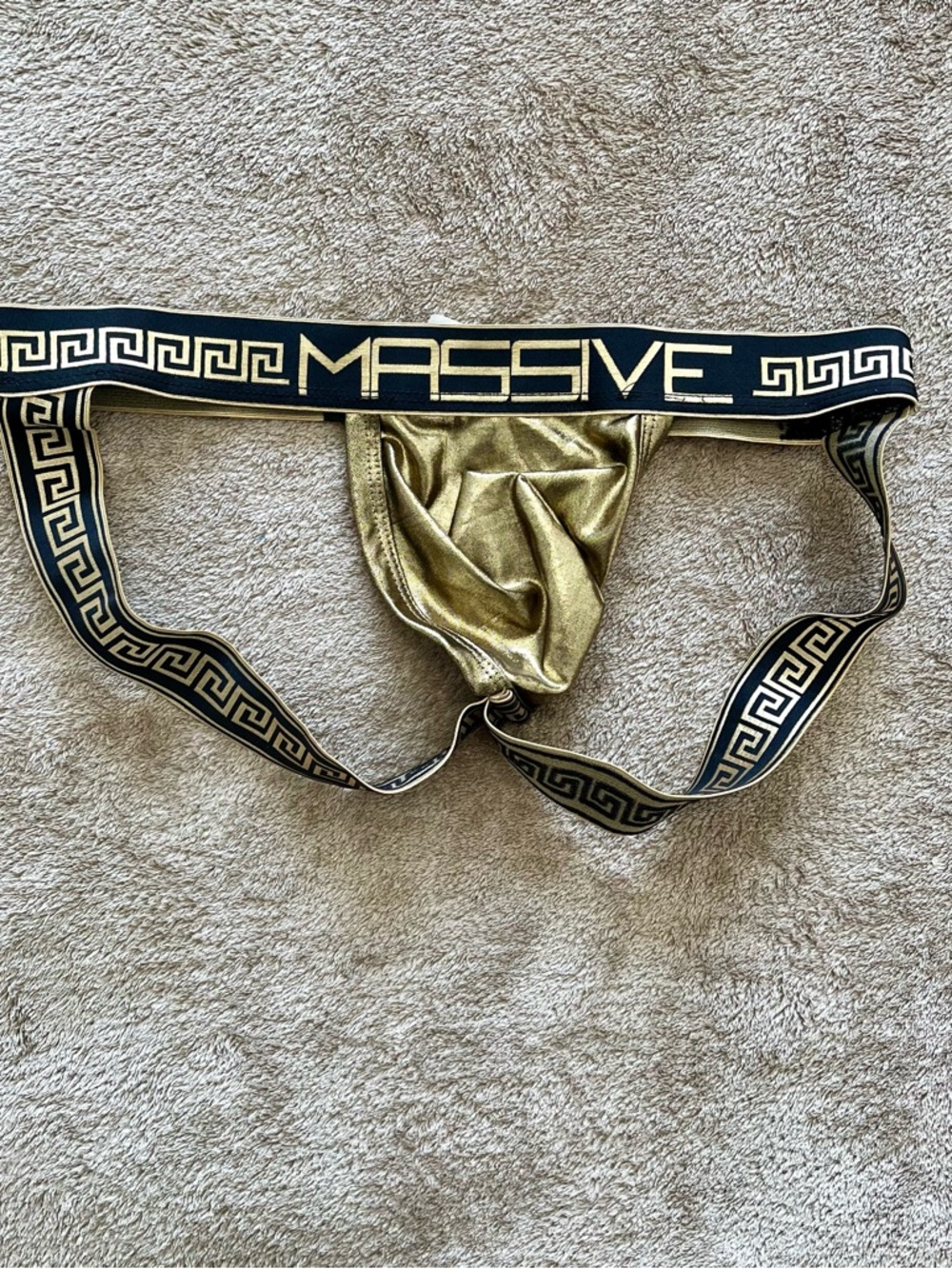 Andrew Christian Metallic Gold Jockstrap with Black Waistband